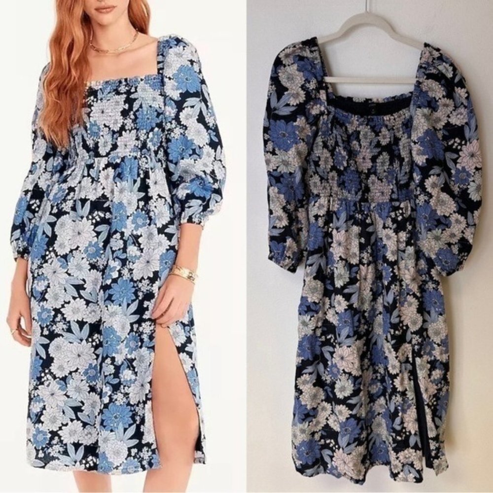 J. Crew Floral Linen Daydream Midi Dress Size Medium